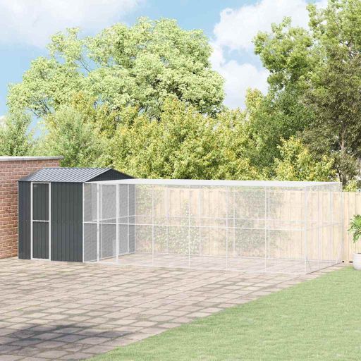 vidaXL Vogelkäfig Anthrazit 416,5 x 103 x 142 cm Verzinkter Stahl