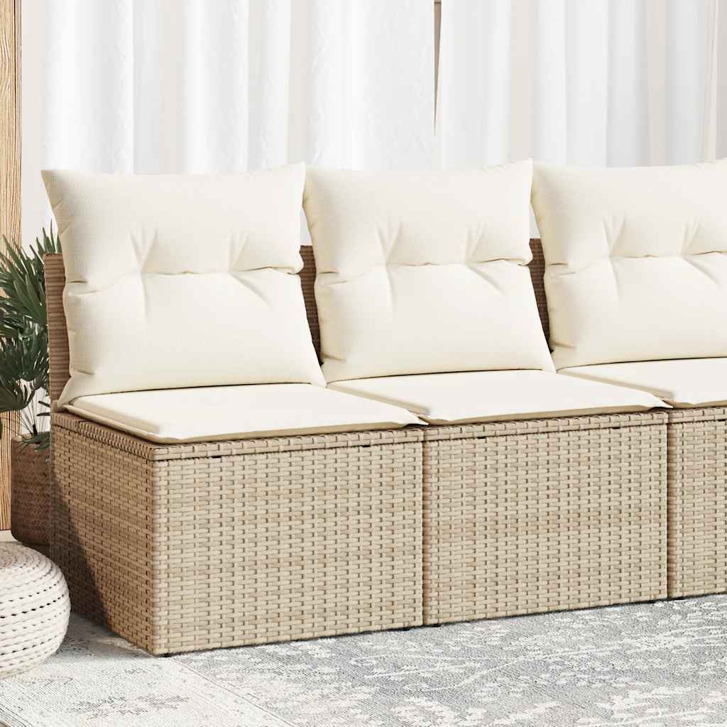 2-tlg. Garten-Sofagarnitur mit Kissen Schwarz Poly Rattan