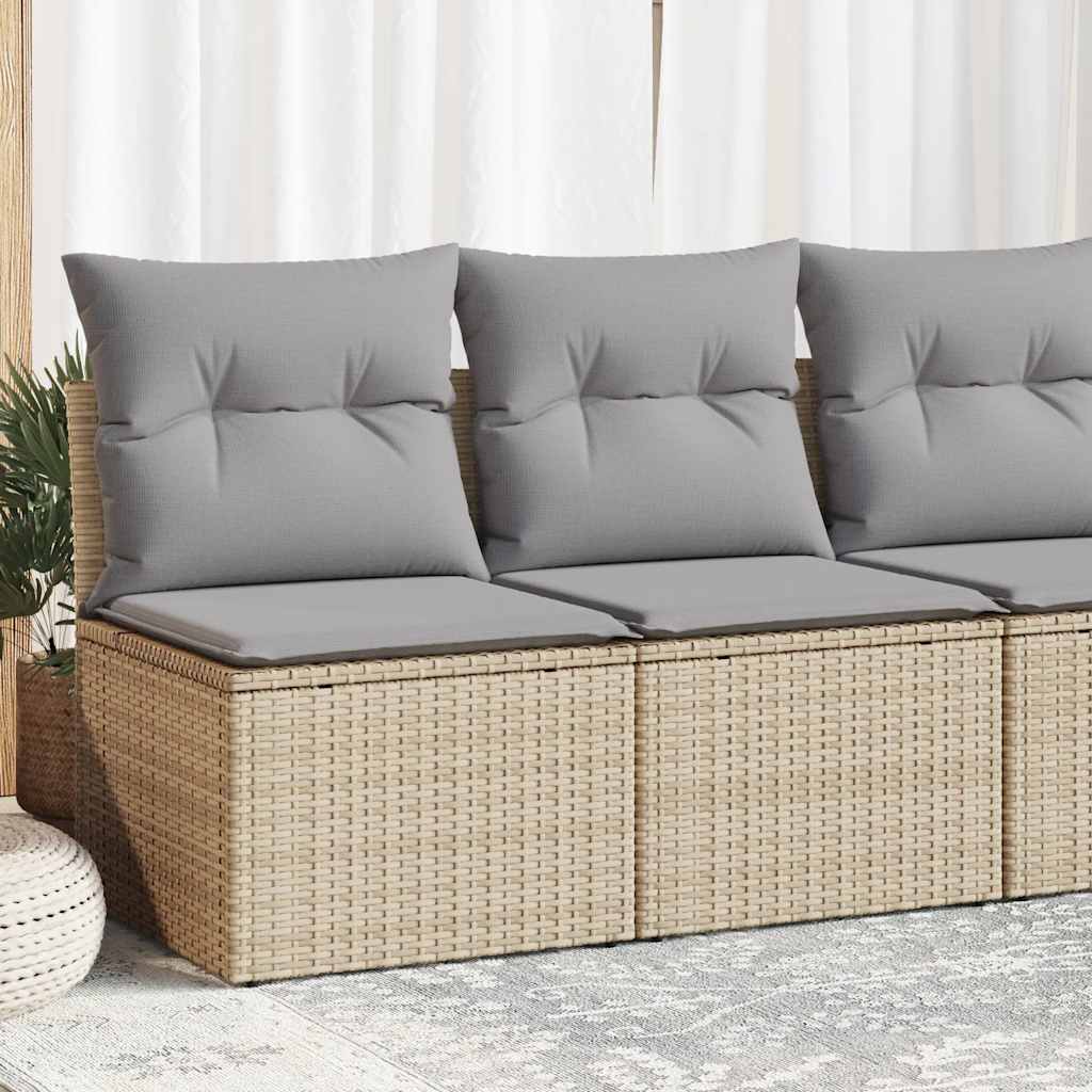 2-tlg. Garten-Sofagarnitur mit Kissen Schwarz Poly Rattan