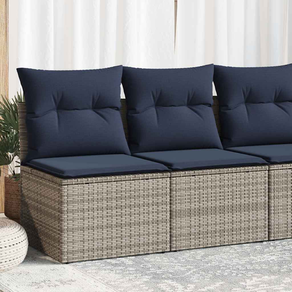 2-tlg. Garten-Sofagarnitur mit Kissen Schwarz Poly Rattan