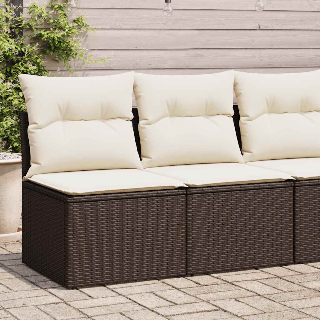 2-tlg. Garten-Sofagarnitur mit Kissen Schwarz Poly Rattan