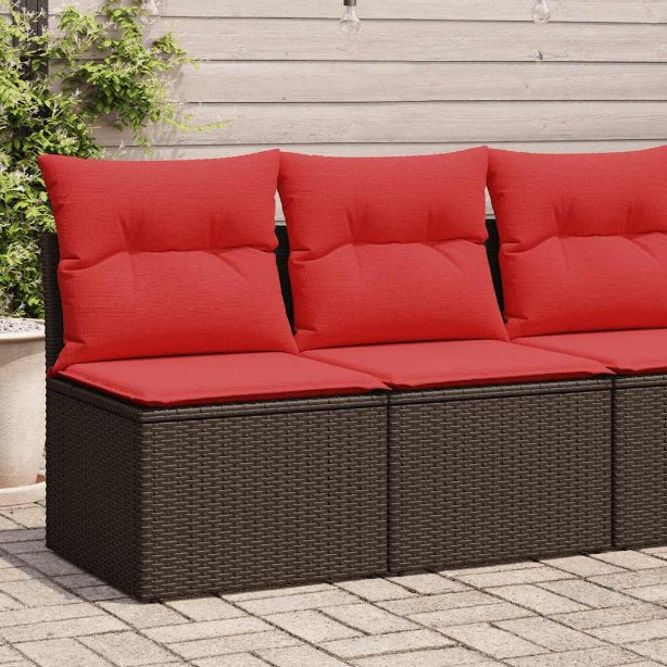 2-tlg. Garten-Sofagarnitur mit Kissen Schwarz Poly Rattan