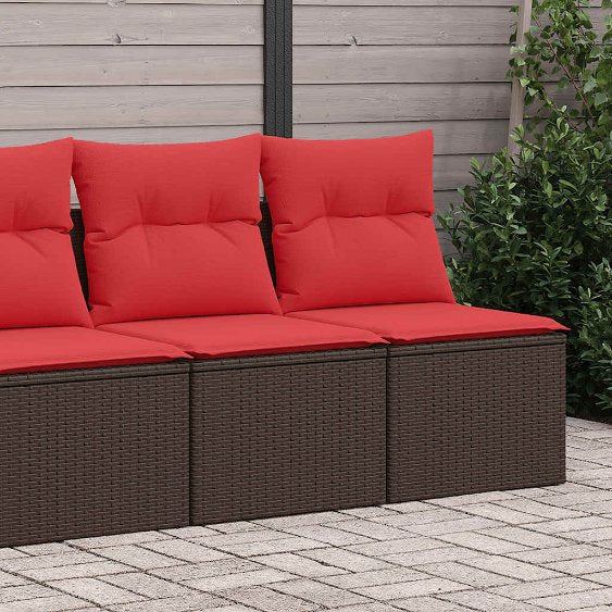 2-tlg. Garten-Sofagarnitur mit Kissen Schwarz Poly Rattan