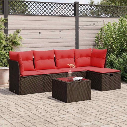 5-tlg. Garten-Sofagarnitur mit Kissen Grau Poly Rattan