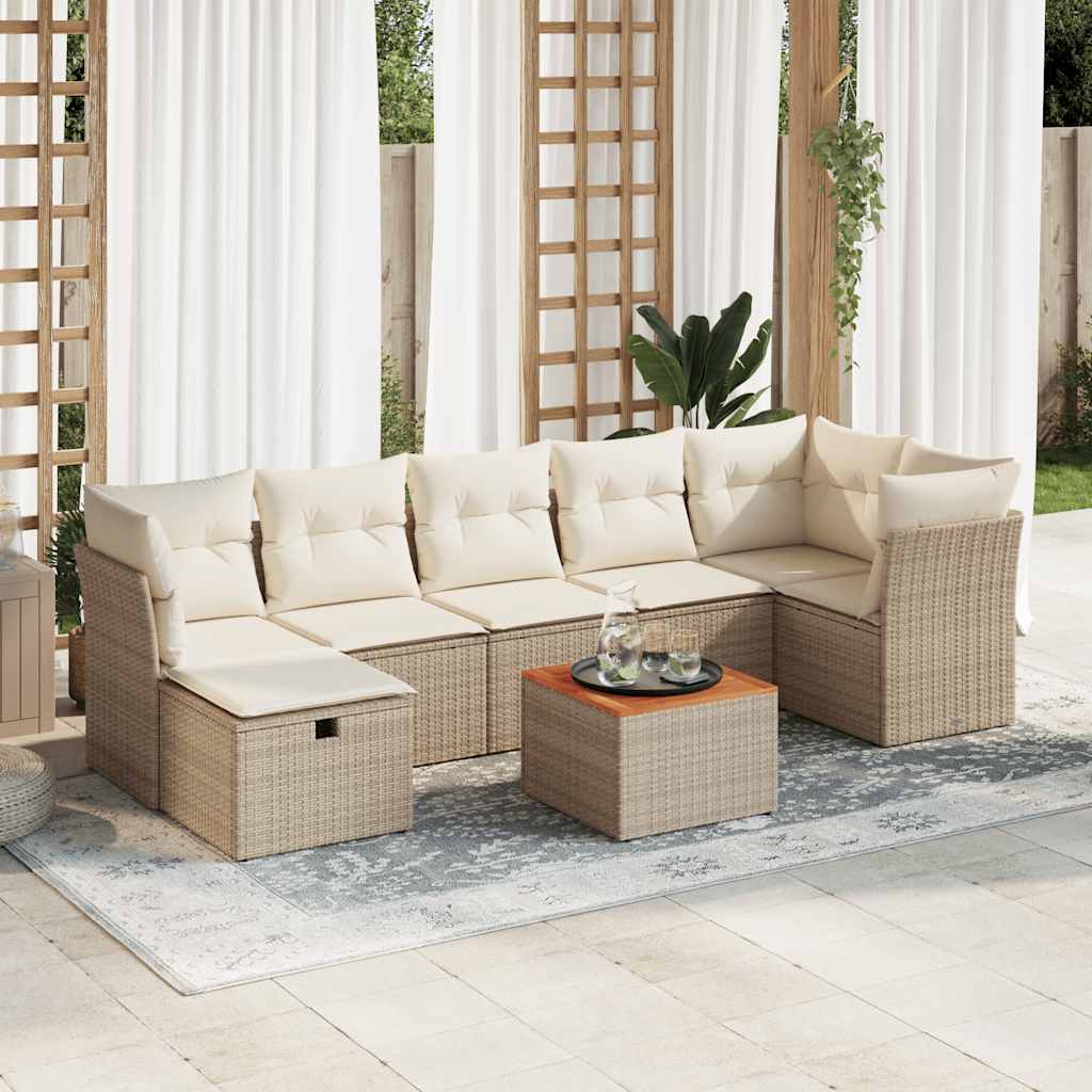 8-tlg. Garten-Sofagarnitur mit Kissen Schwarz Poly Rattan