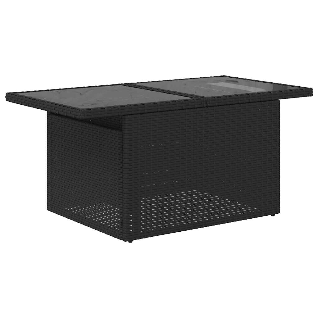 7-tlg. Garten-Sofagarnitur mit Kissen Schwarz Poly Rattan Akazie