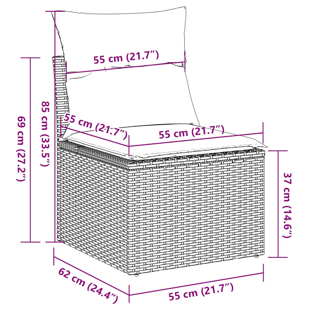 6-tlg. Garten-Sofagarnitur mit Kissen Schwarz Poly Rattan