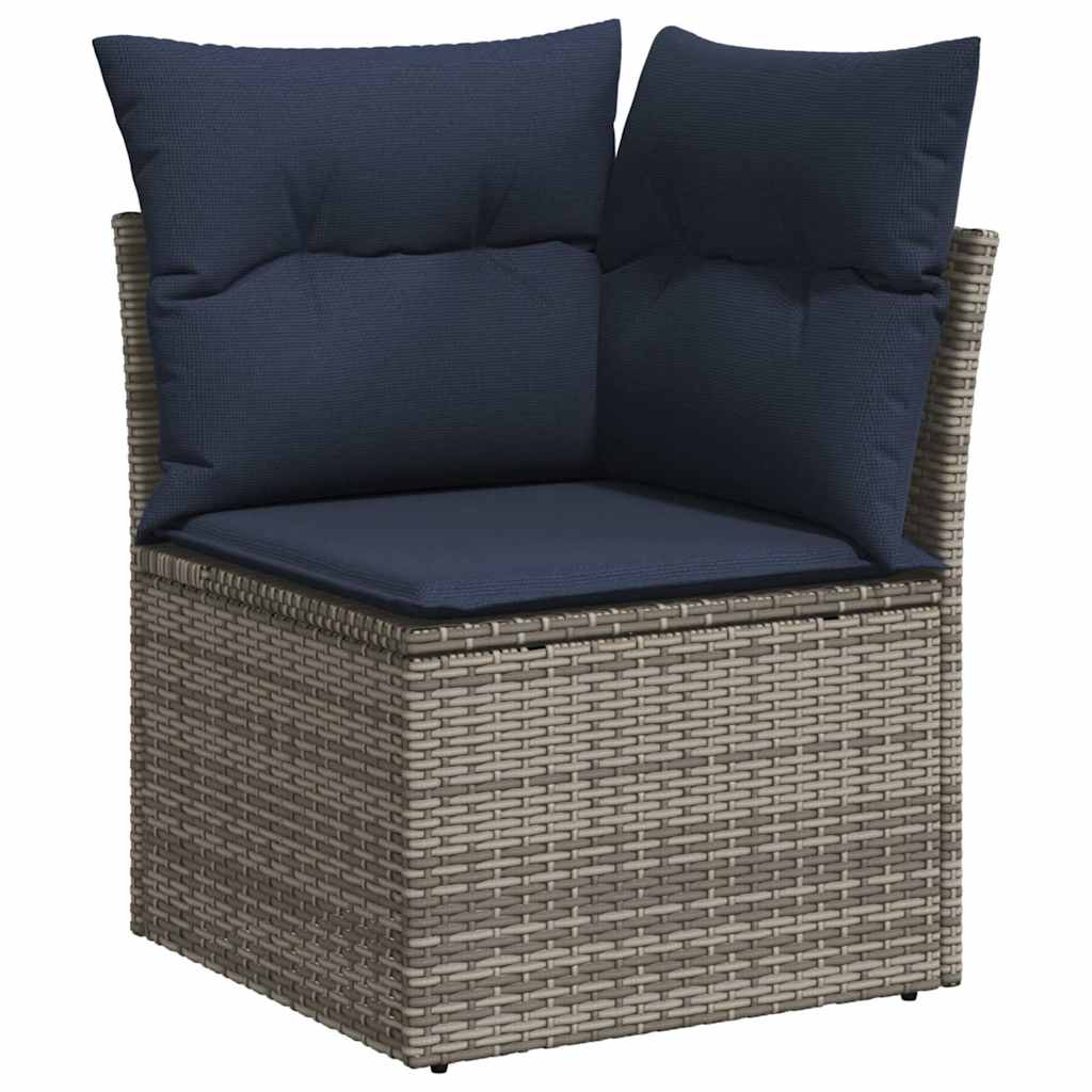 vidaXL 10-tlg. Garten-Sofagarnitur mit Kissen Grau Poly Rattan