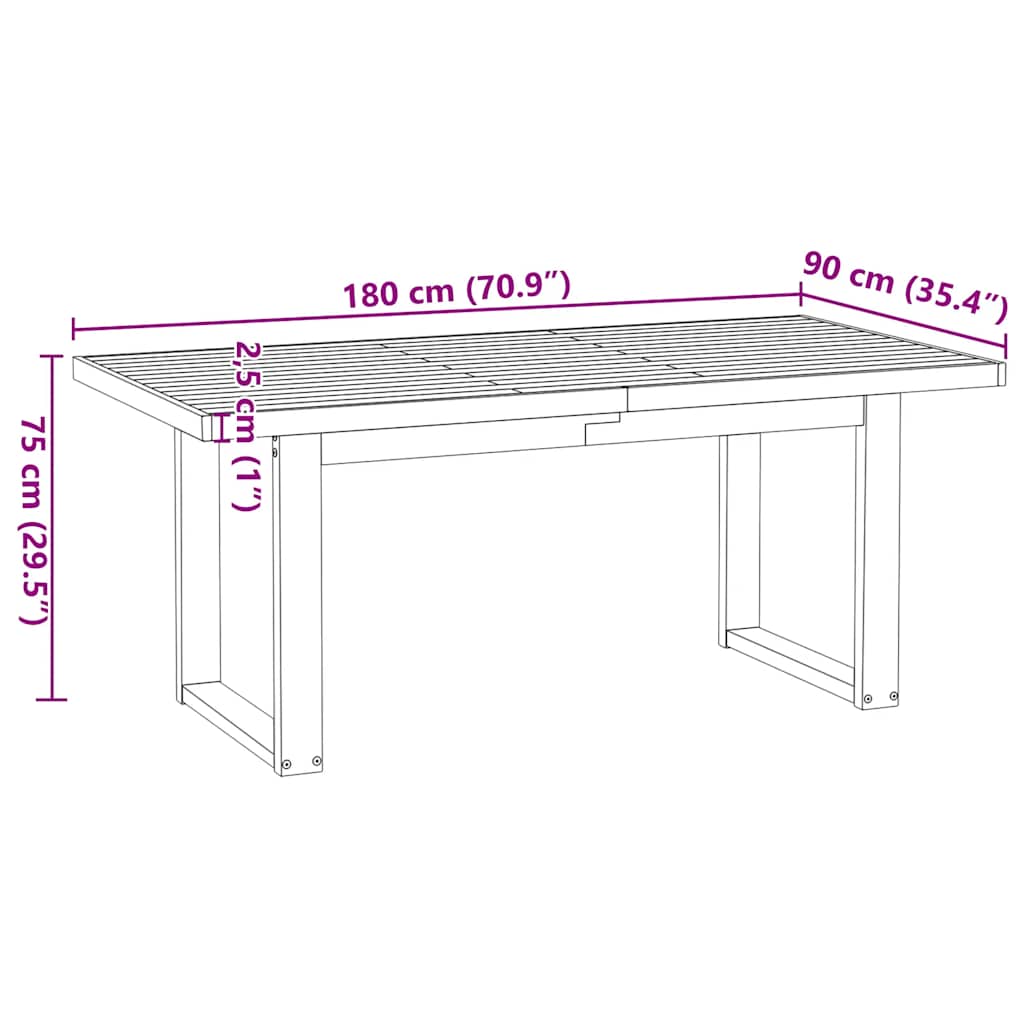 vidaXL Esstisch NOAIN U-Form-Beine 180x90x75 cm Massivholz Kiefer
