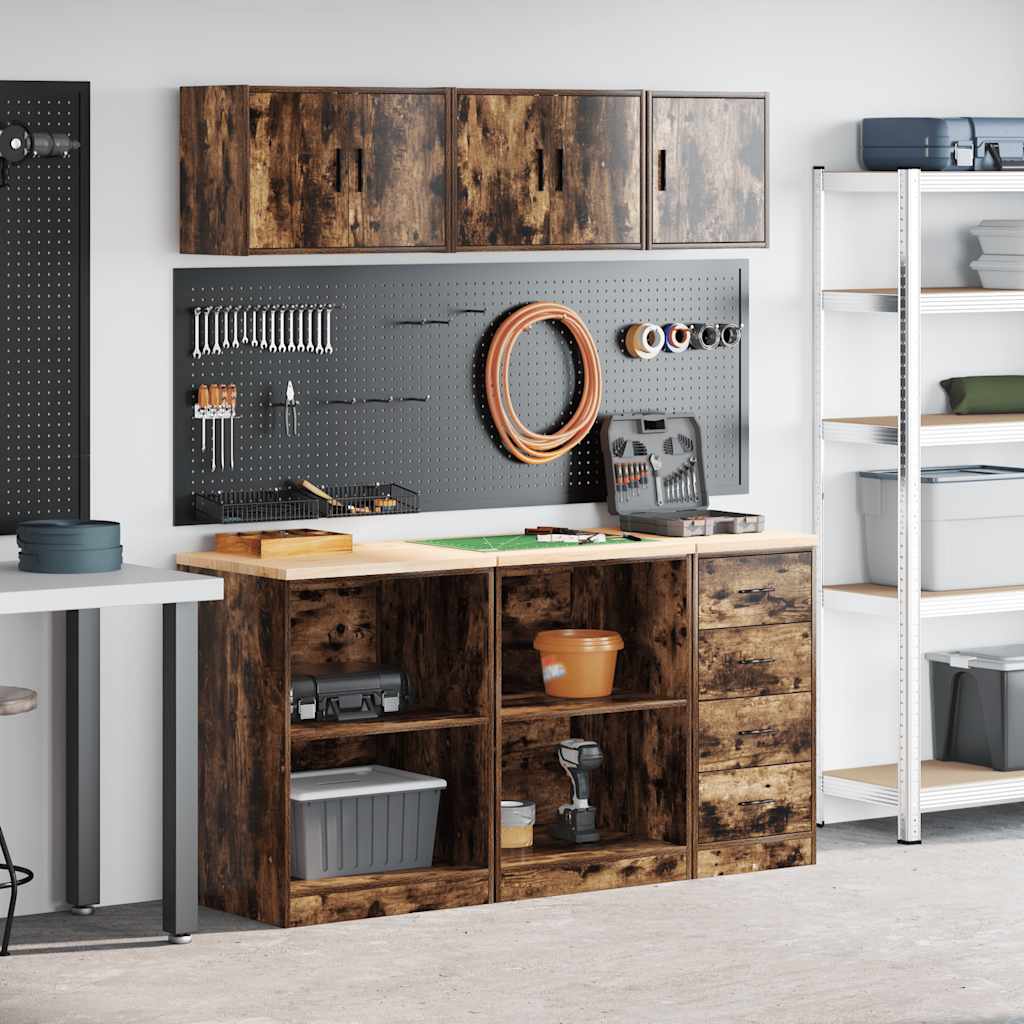 vidaXL Garagenschränke 6 Stk. Schwarz Holzwerkstoff