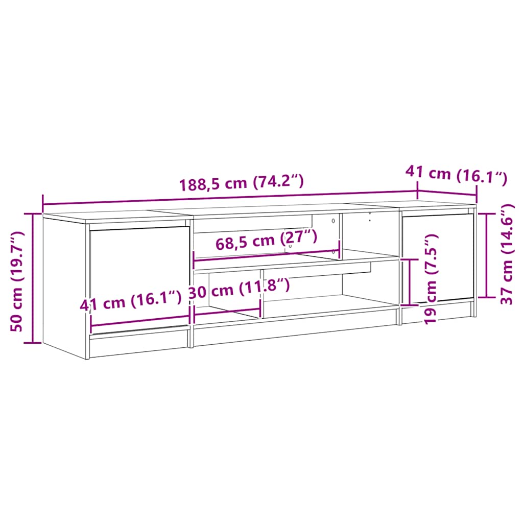 vidaXL TV-Schrank Weiß 188,5x41x50 cm Holzwerkstoff