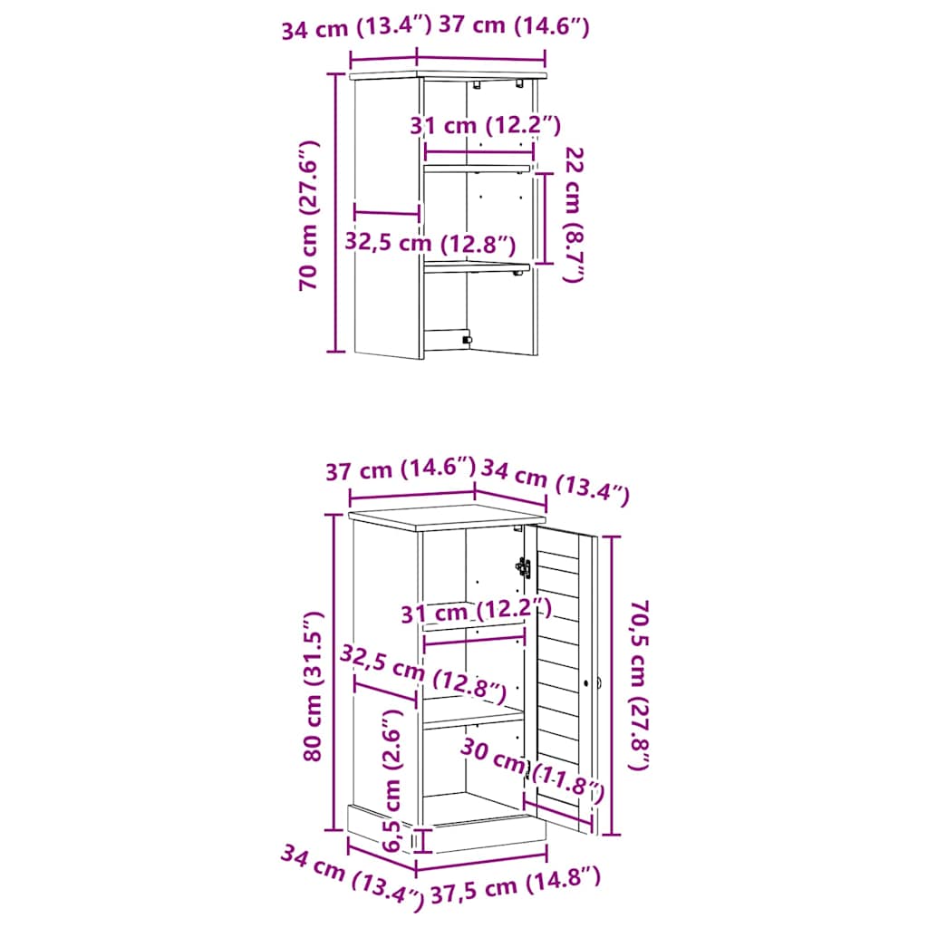 vidaXL Badezimmermöbel-Set mit Regal VIGO 2 pcs Braun und Honigbraun
