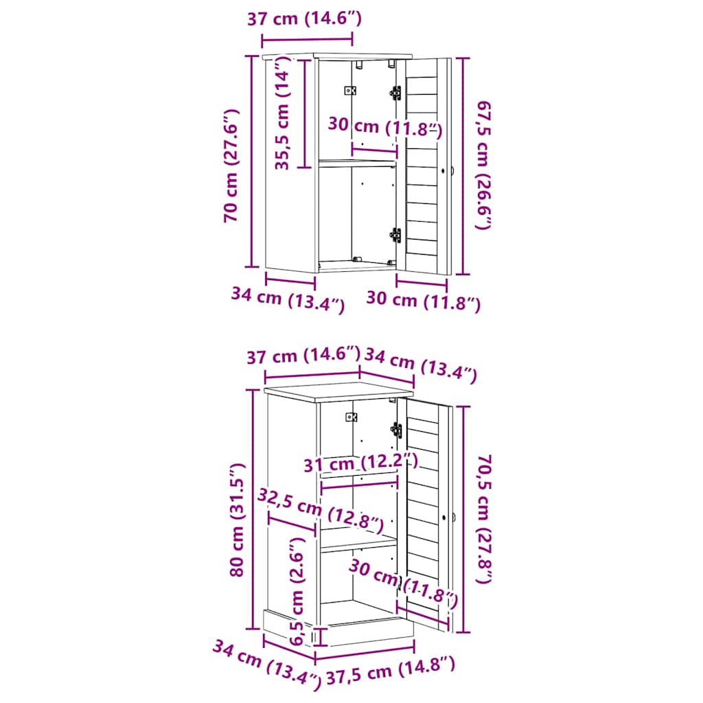 vidaXL Badezimmermöbel-Set mit Regal VIGO 2 pcs Braun und Honigbraun
