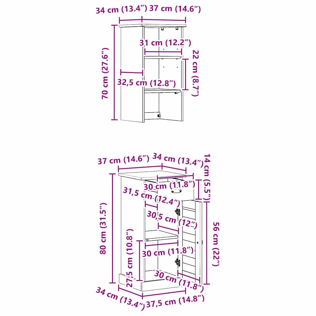 vidaXL Badezimmermöbel-Set mit Regal VIGO 2 pcs Braun und Honigbraun