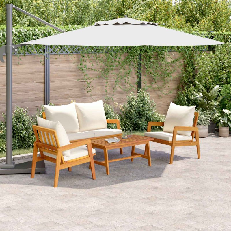 Bistrogarnitur 4 pcs Braun und Creme Massivholz Akazie