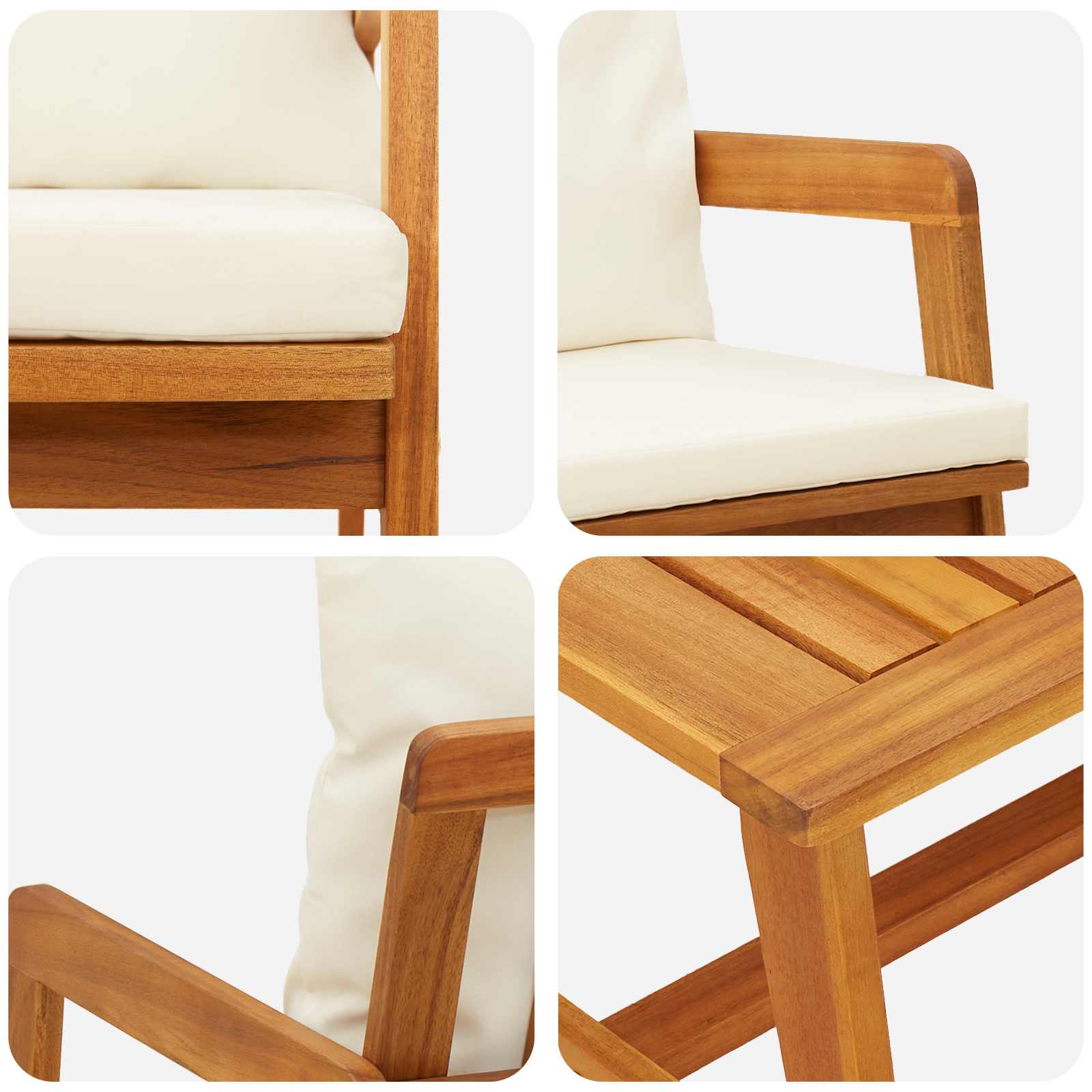Bistrogarnitur 4 pcs Braun und Creme Massivholz Akazie