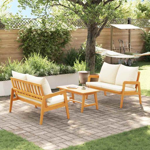 Bistrogarnitur 4 pcs Braun und Creme Massivholz Akazie