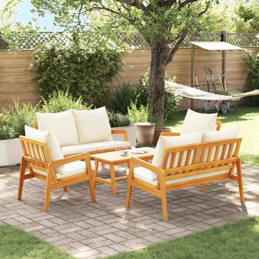 Bistrogarnitur 4 pcs Braun und Creme Massivholz Akazie