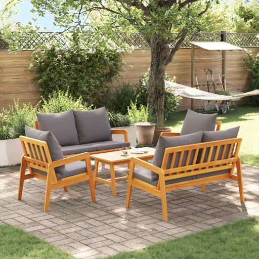 Bistrogarnitur 4 pcs Braun und Creme Massivholz Akazie