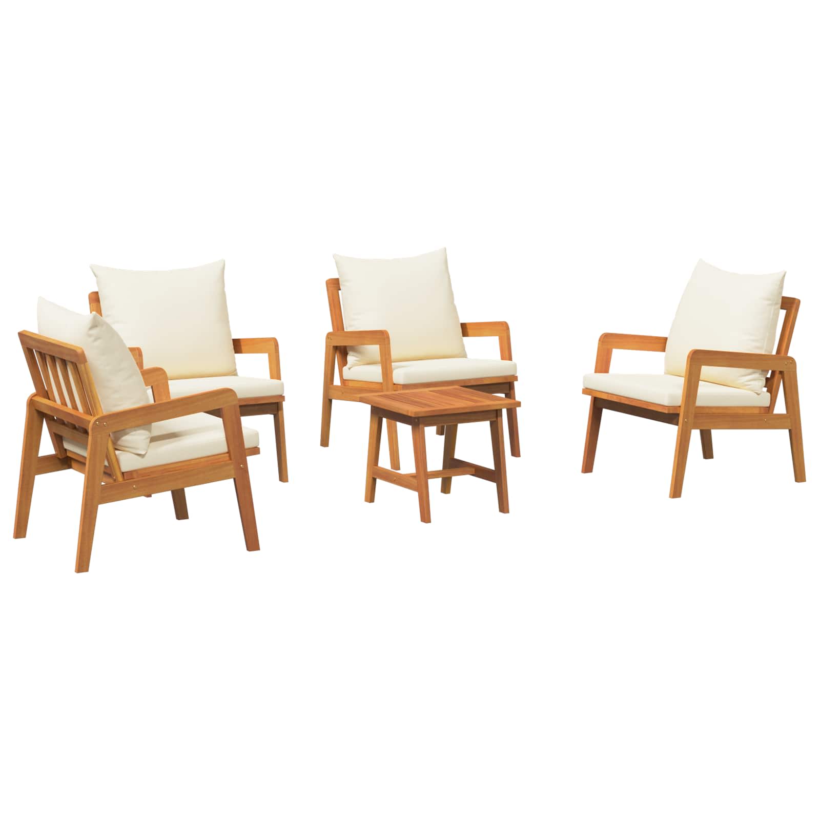 Bistrogarnitur 4 pcs Braun und Creme Massivholz Akazie