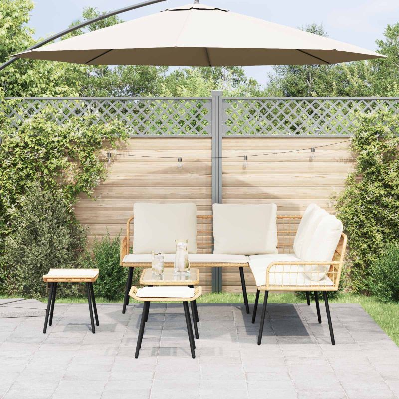 Gartensofa-set mit Kissen 2 pcs Schwarz Poly-Rattan