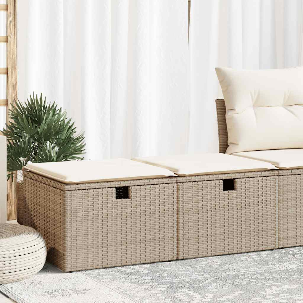 2-tlg. Garten-Sofagarnitur mit Kissen Schwarz Poly Rattan