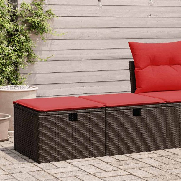 2-tlg. Garten-Sofagarnitur mit Kissen Schwarz Poly Rattan