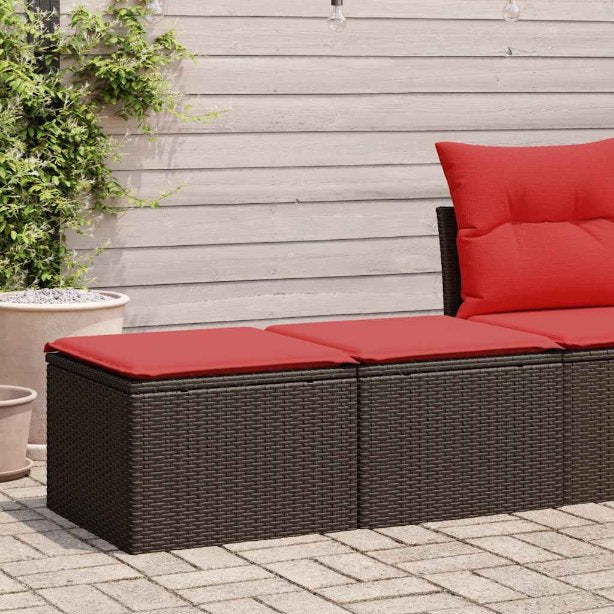 2-tlg. Garten-Sofagarnitur mit Kissen Schwarz Poly Rattan