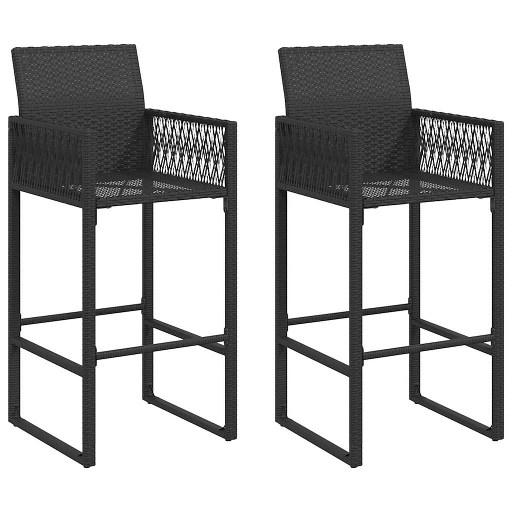 3-tlg. Gartenbar-Set ohne Kissen Schwarz Poly Rattan Akazie