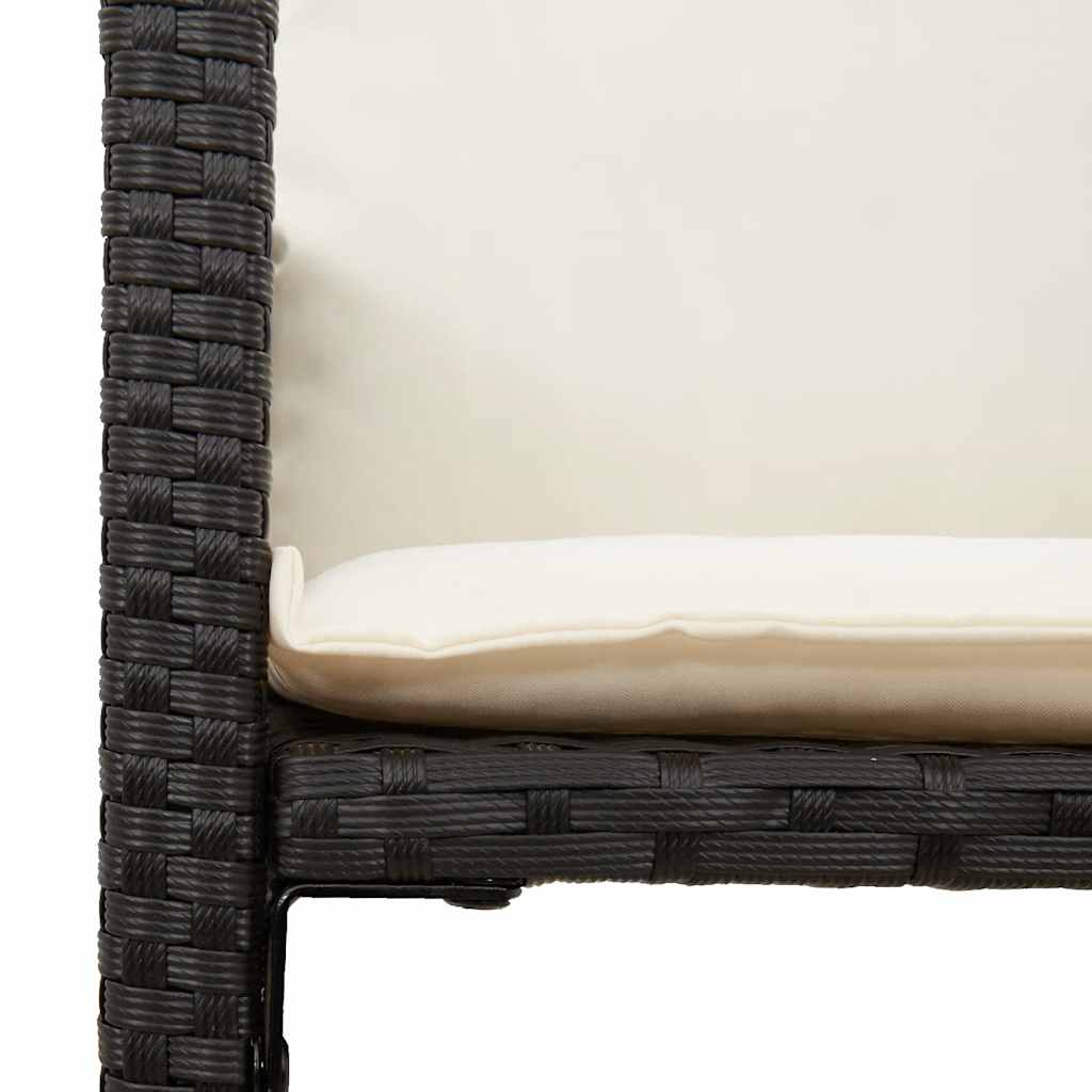 3-tlg. Gartenbar-Set mit Kissen Schwarz Poly Rattan Akazie