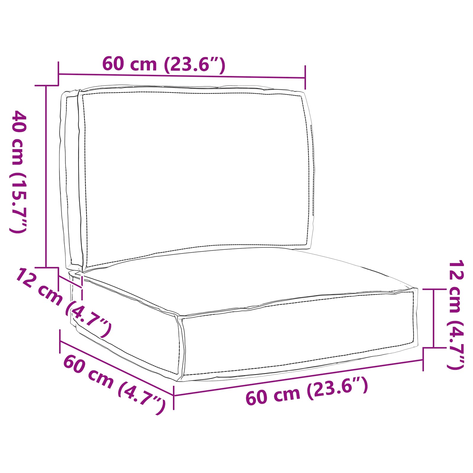 vidaXL Palettenkissenset 2 pcs Anthrazit Oxford-Stoff