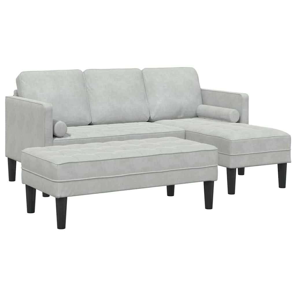 vidaXL Sofa Set mit Kissen 2 pcs Hellgrau Polyester