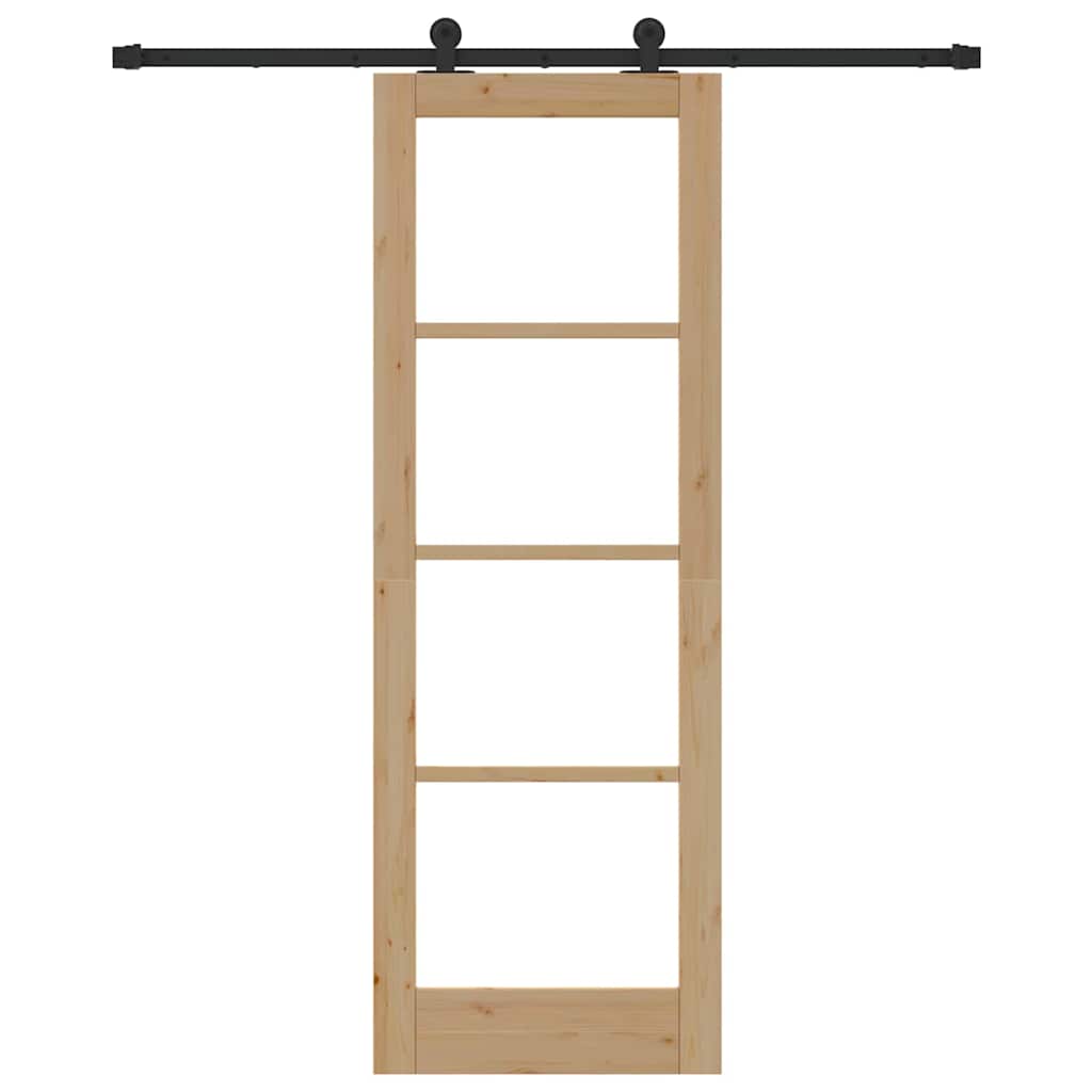vidaXL Schiebetür ORKDAL Natürlich und Schwarz 73,5 x 211 cm