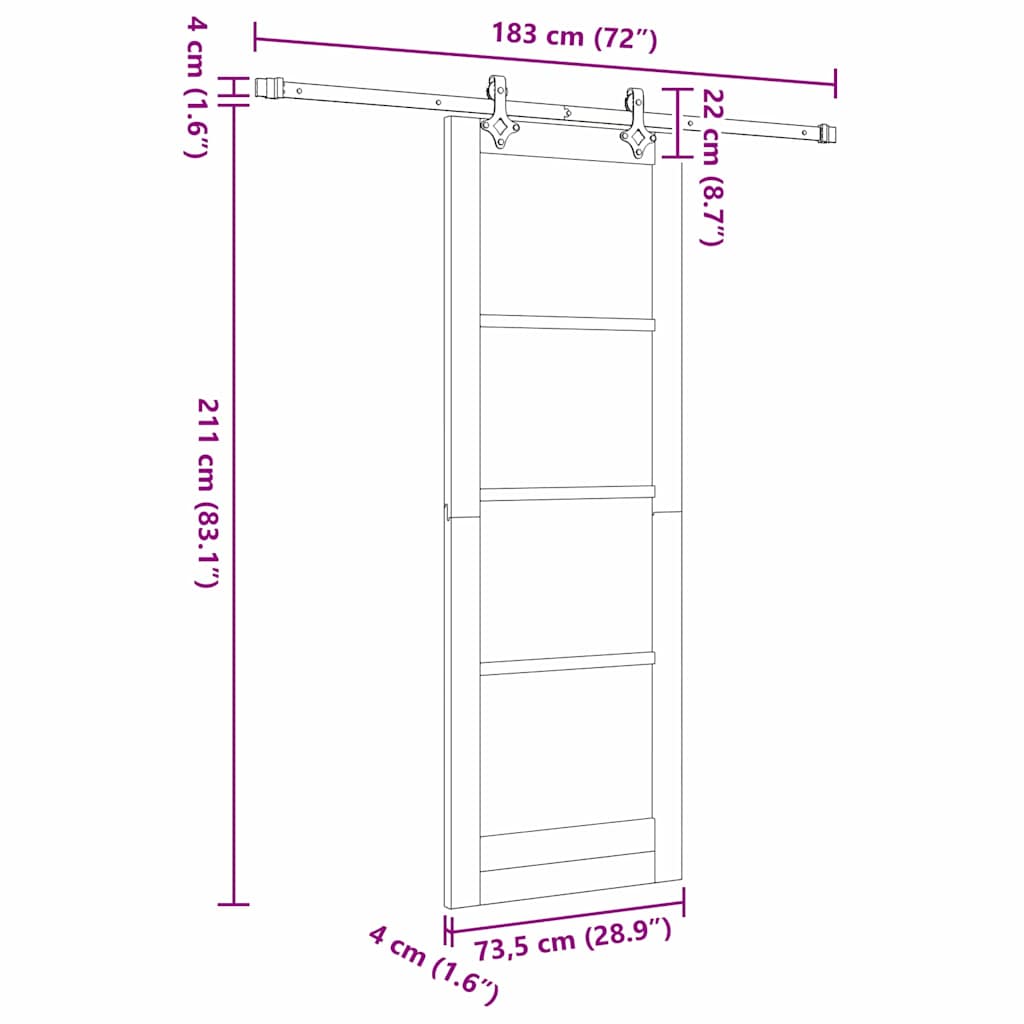 vidaXL Schiebetür ORKDAL Natürlich und Schwarz 73,5 x 211 cm