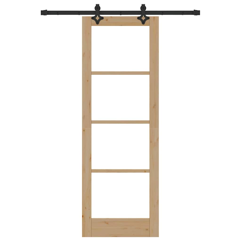 vidaXL Schiebetür Natur 73,5 x 211 cm Solid Pine Wood and Glass