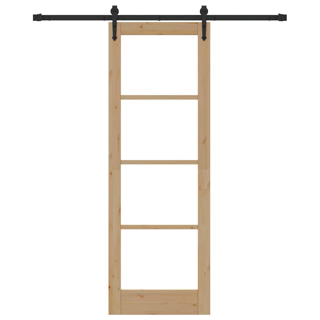 vidaXL Schiebetür Natur 73,5 x 211 cm Solid Pine Wood and Glass