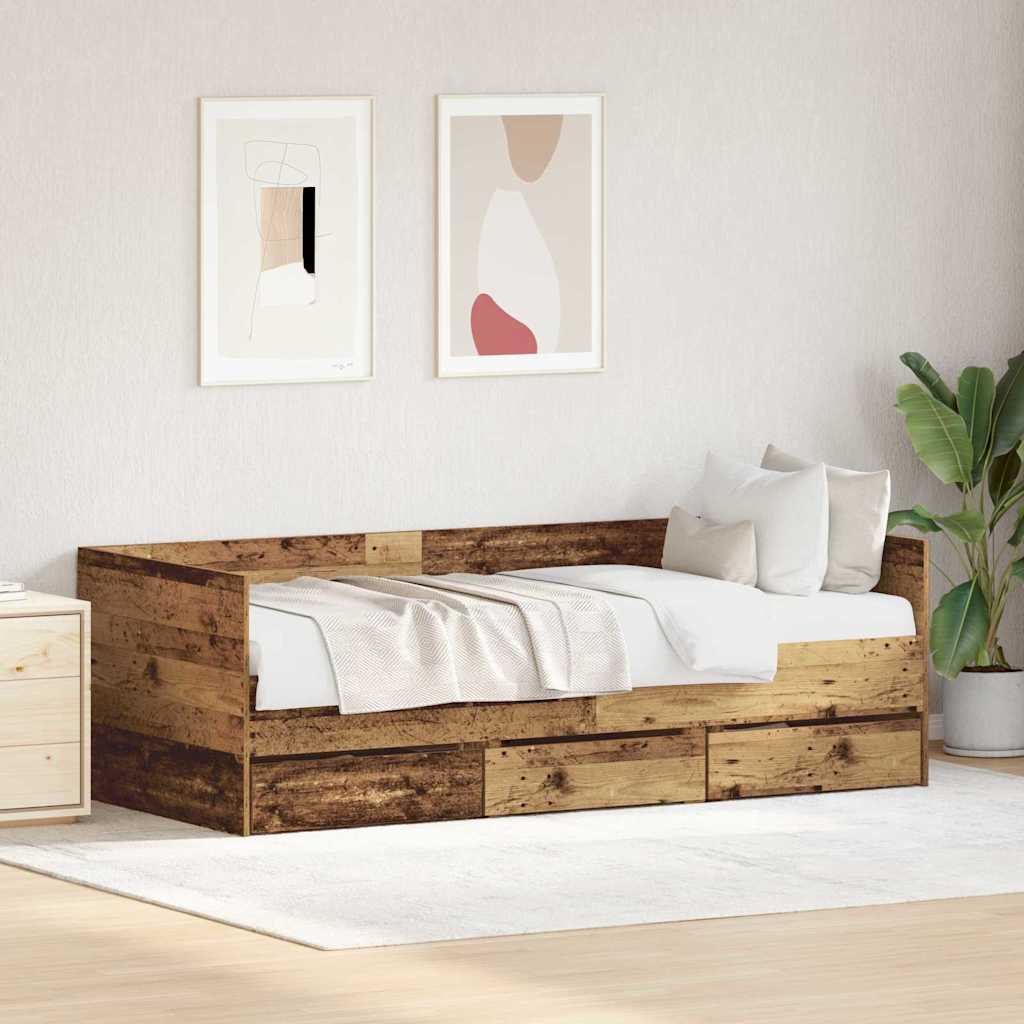 Tagesbett mit Schubladen ohne Matratze Weiß 100x200 cm