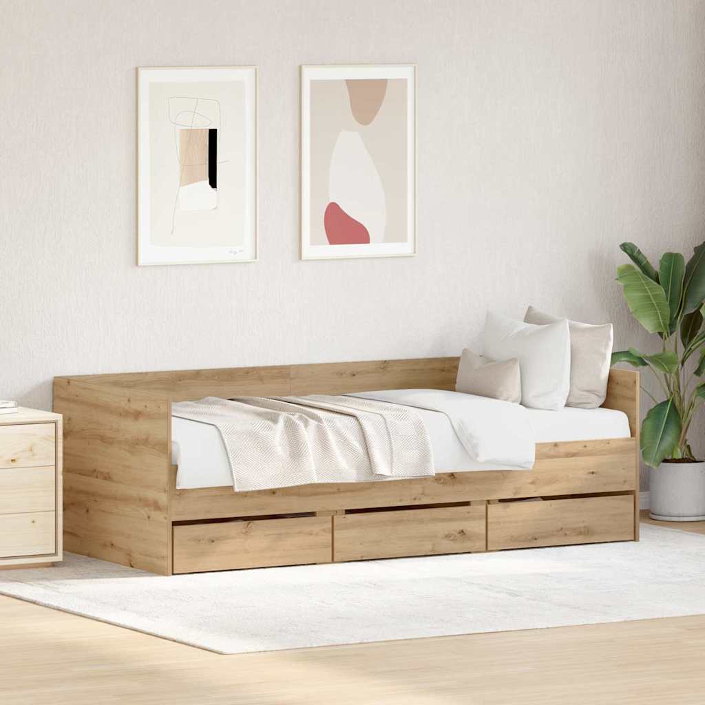 Tagesbett mit Schubladen ohne Matratze Weiß 100x200 cm
