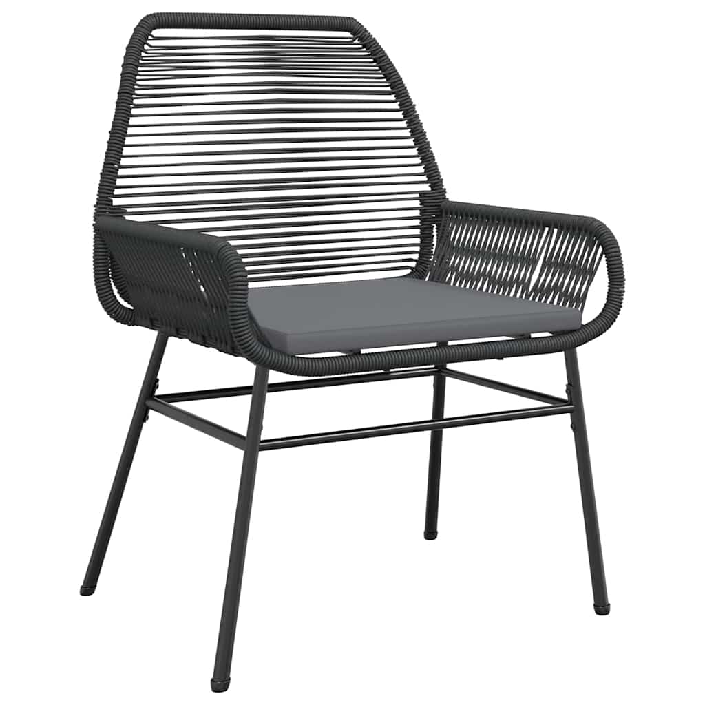 3-tlg. Garten-Essgruppe mit Kissen Schwarz Poly Rattan Glas