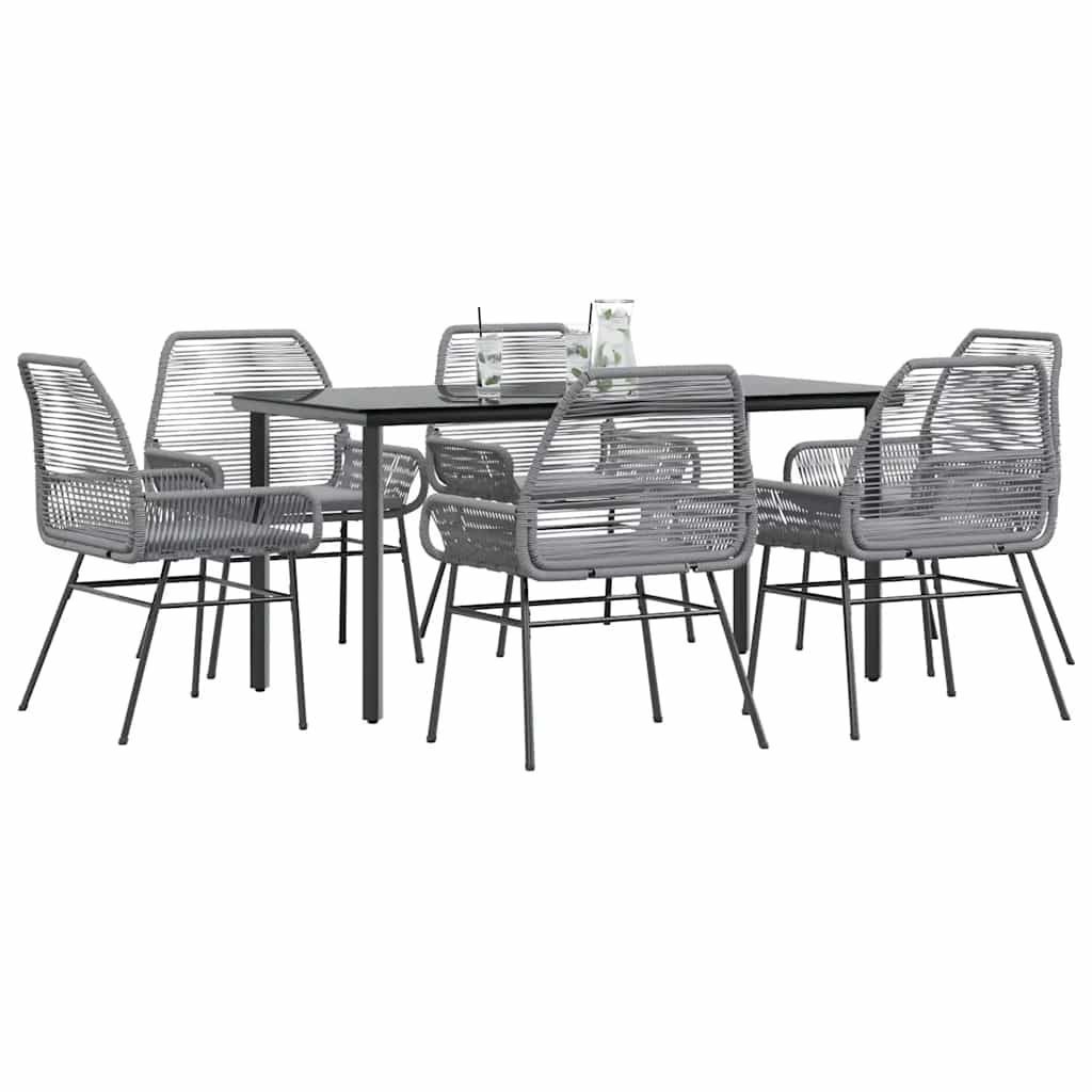 3-tlg. Garten-Essgruppe mit Kissen Schwarz Poly Rattan Glas