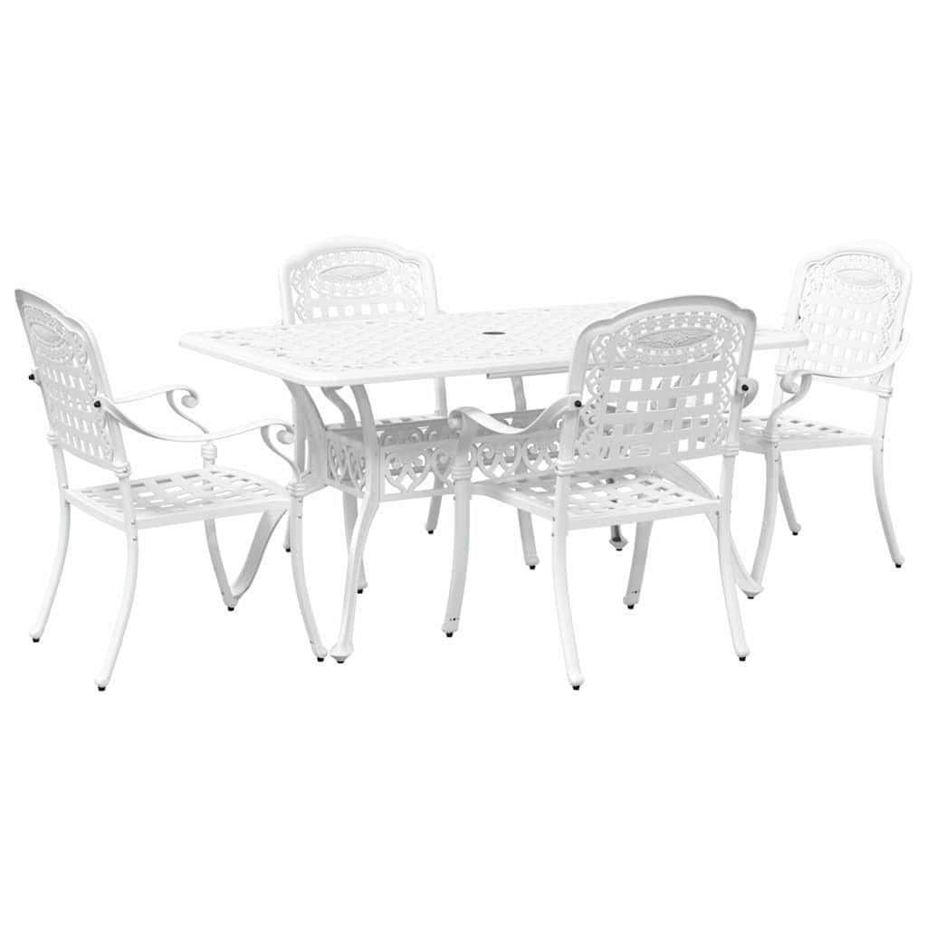 Garten Essgruppe 5 pcs Weiß Aluminium