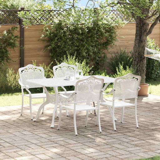 Garten Essgruppe 5 pcs Weiß Aluminium