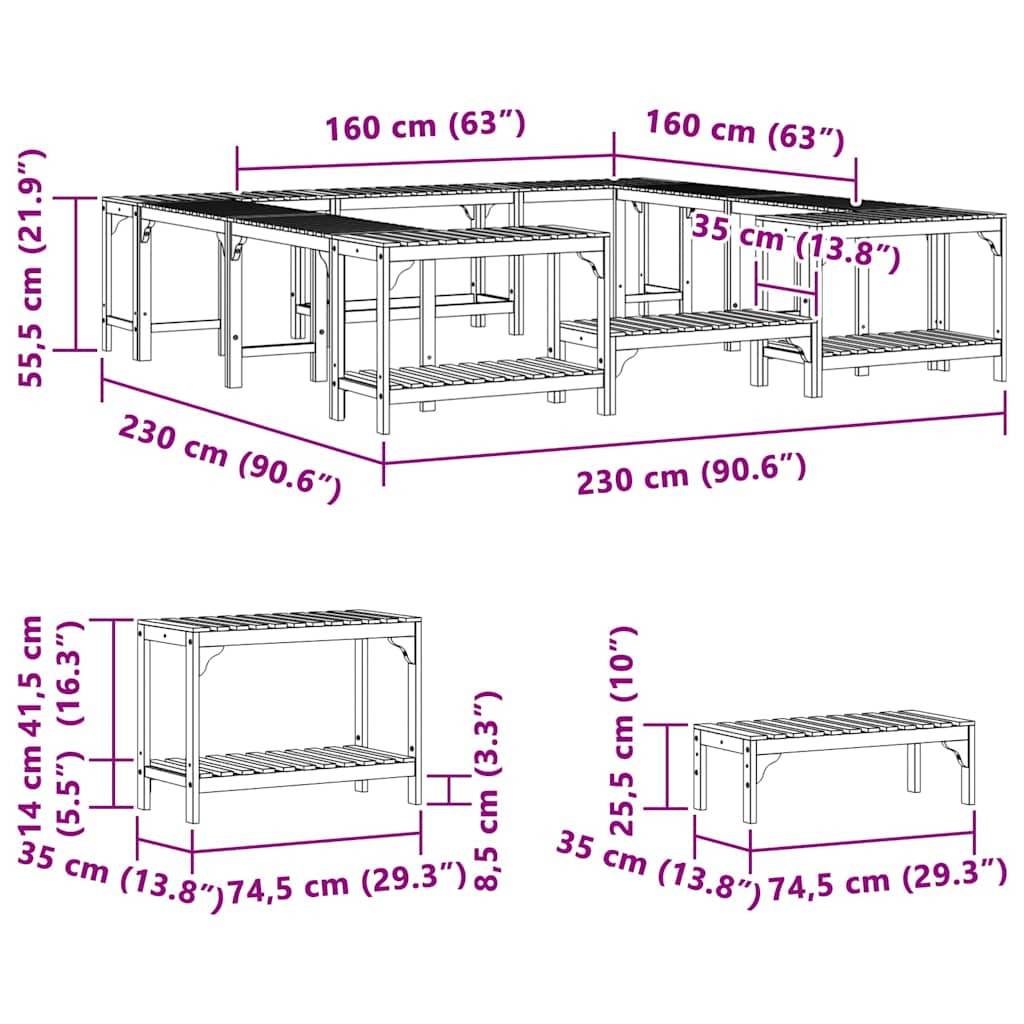 vidaXL Whirlpool-Umrandung Braun 230 x 230 cm Massivholz Akazie