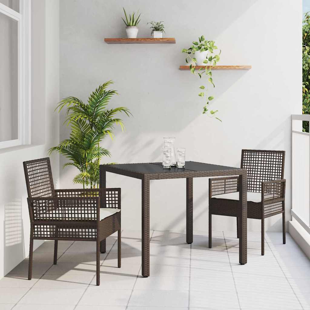 Garten Essgruppe 3 pcs Schwarz Poly-Rattan