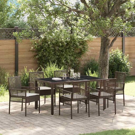 Garten Essgruppe 3 pcs Schwarz Poly-Rattan