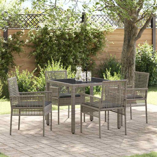 Garten Essgruppe 3 pcs Schwarz Poly-Rattan