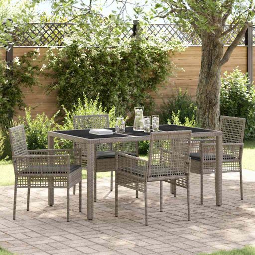 Garten Essgruppe 3 pcs Schwarz Poly-Rattan