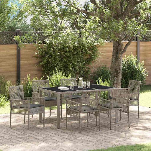 Garten Essgruppe 3 pcs Schwarz Poly-Rattan