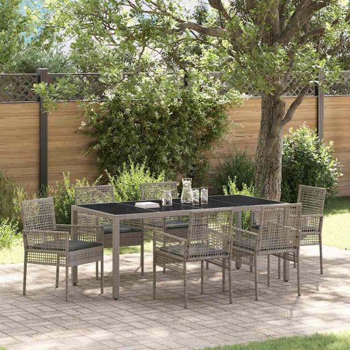Garten Essgruppe 3 pcs Schwarz Poly-Rattan