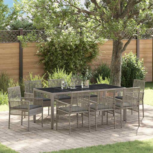 Garten Essgruppe 3 pcs Schwarz Poly-Rattan
